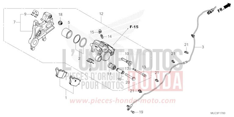 REAR BRAKE CALIPER for Transalp 750 ROSS WHITE (NH196) from 2023
